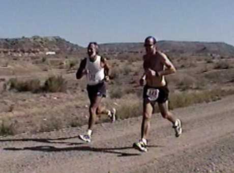 Mick & Ben finishing the Kokopelli Trail Half Marathon