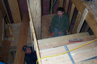 John and Sergio working on the log stairs