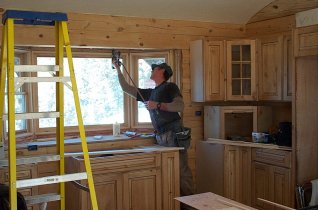 Steve trimming Kitchen bay window