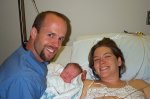 Owen with Mom and Dad, Jennifer and Ben